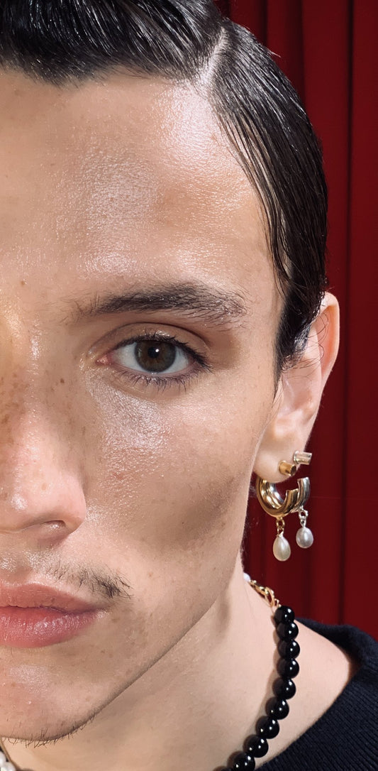 AU HOOPS & PEARL LARGE