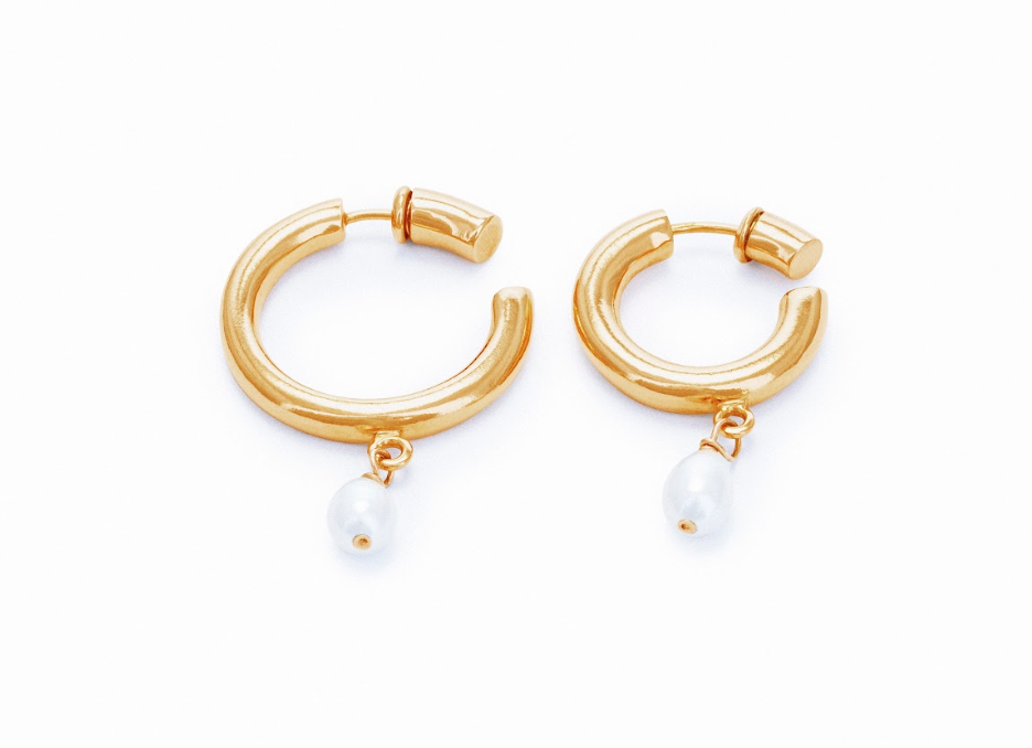 AU HOOPS & PEARL SMALL