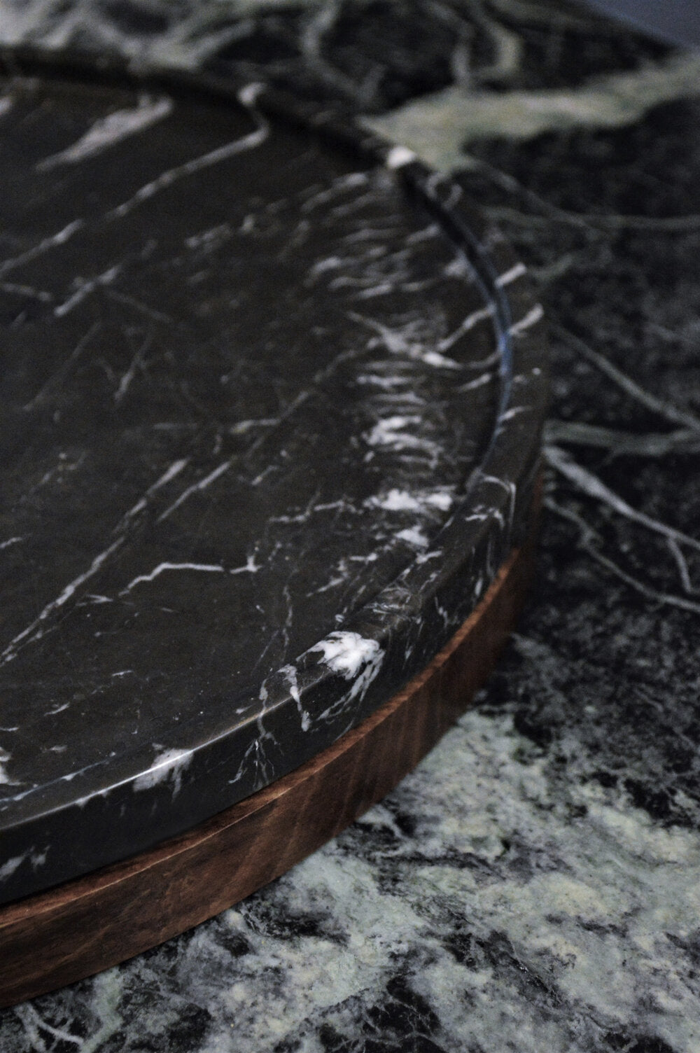 Marble & Wooden rotating food table
