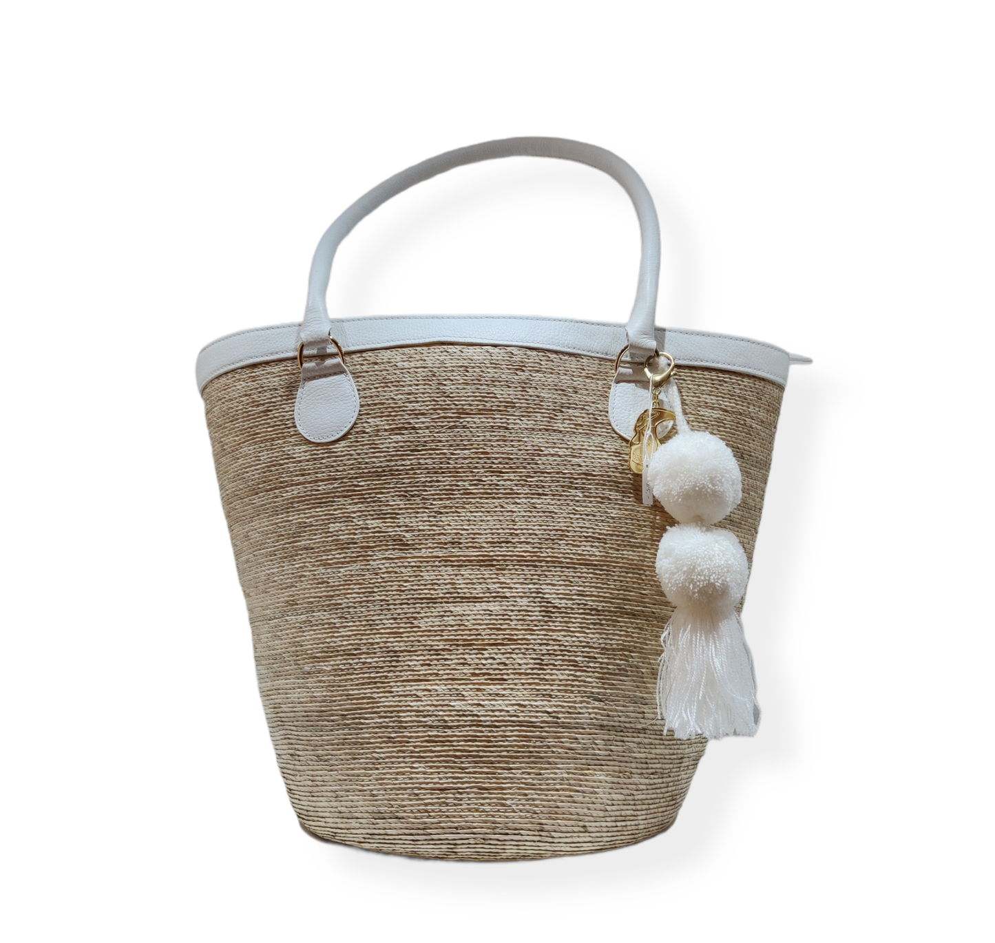 STRAW WITH LEATHER BAG