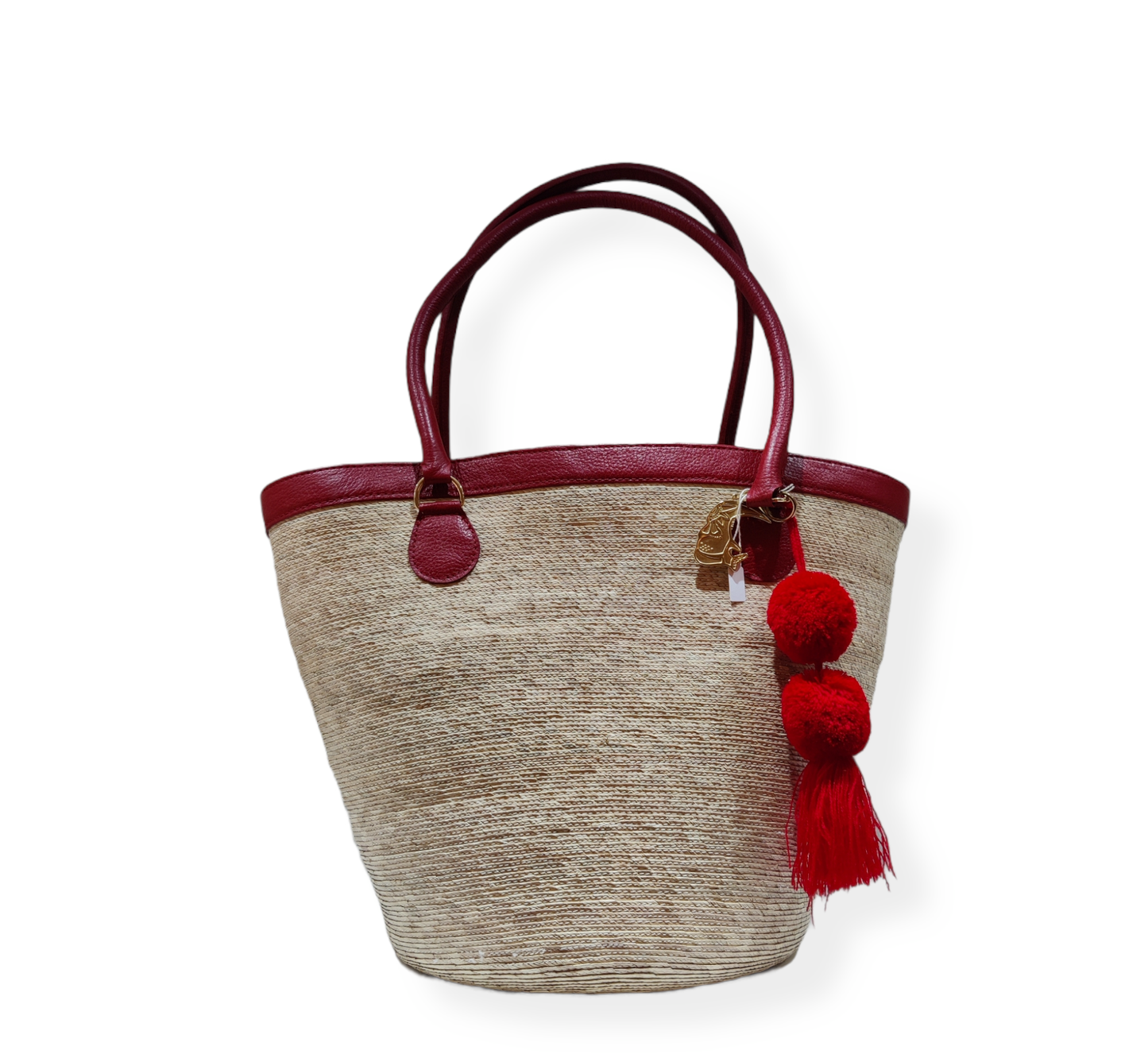 STRAW WITH LEATHER BAG