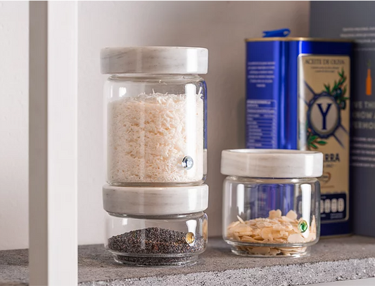 Containers White Marble & Glass