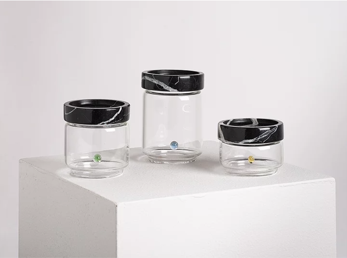 Containers Black Marble & Glass