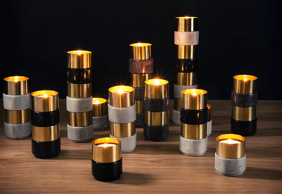 Marble Brass Candle Holders