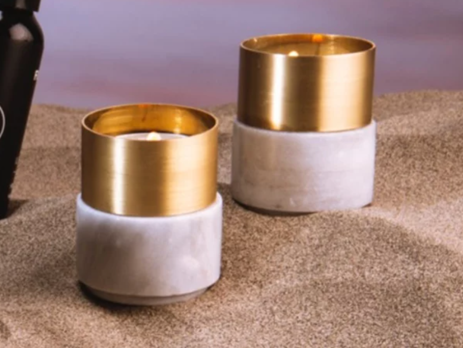 Marble Brass Candle Holders