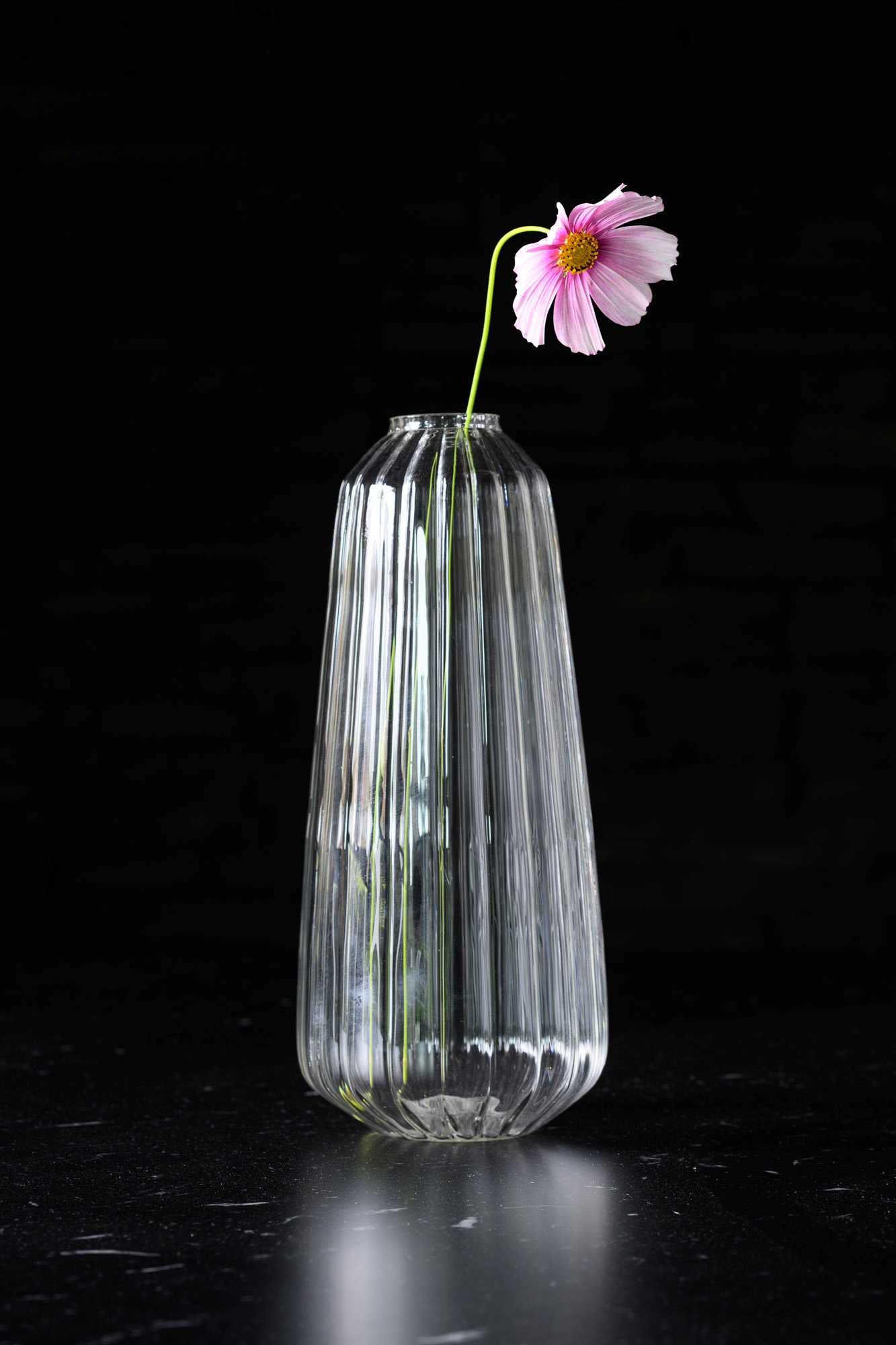 Handblown Vase Transparent & lid, by Els Flossie