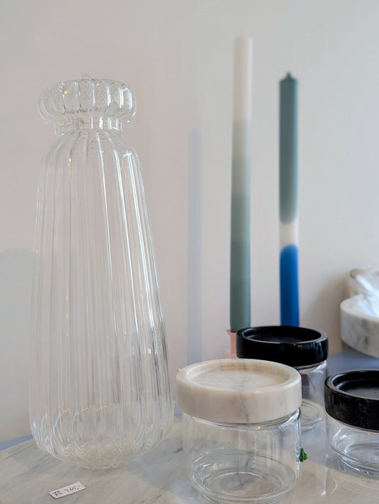 Handblown Vase Transparent & lid, by Els Flossie
