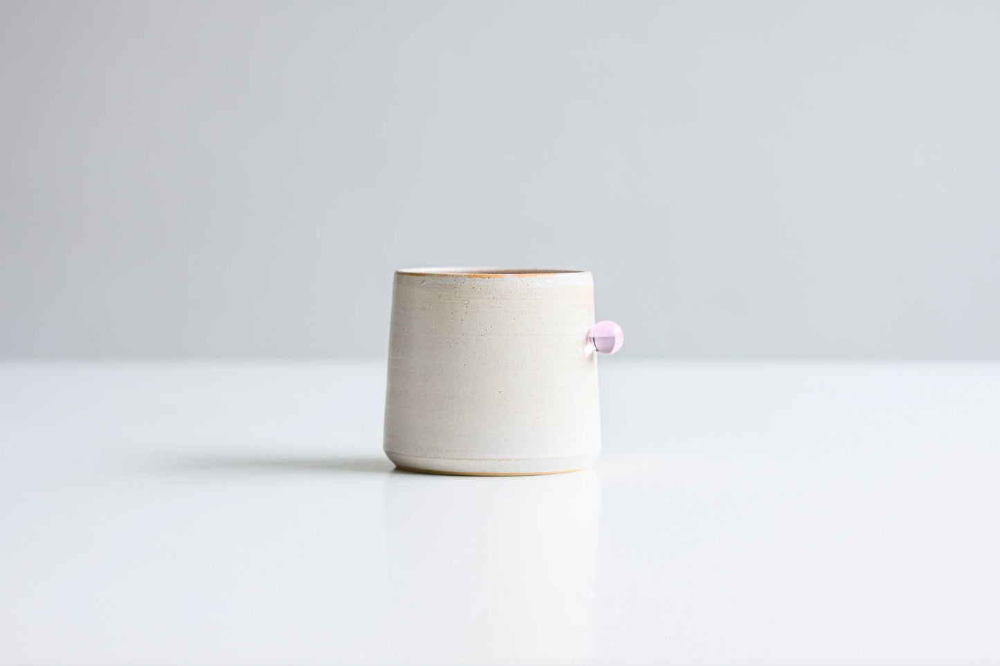 Ceramic & Glass Cups by Els Flossie (set of 4 cups, 2 clear & 2 milk glass)