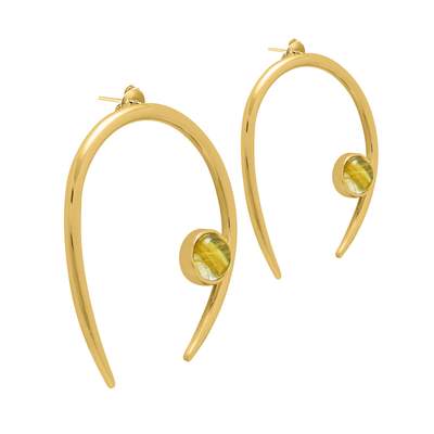 Gold-Plated earrings with Rutilated Quarz