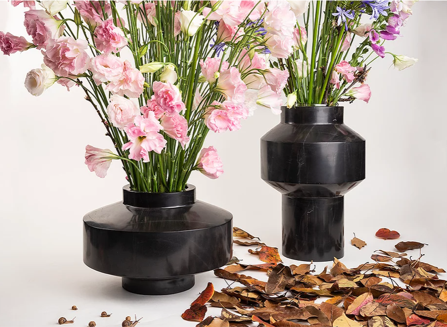 Double-sided Black Marble Flower Vase