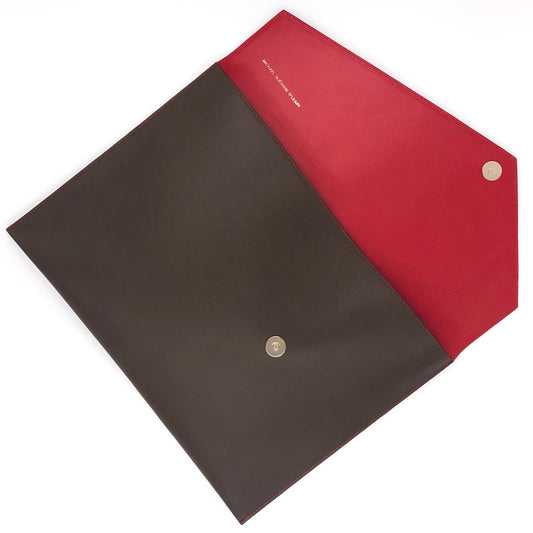 TAUPE & RED DOCUMENT HOLDER
