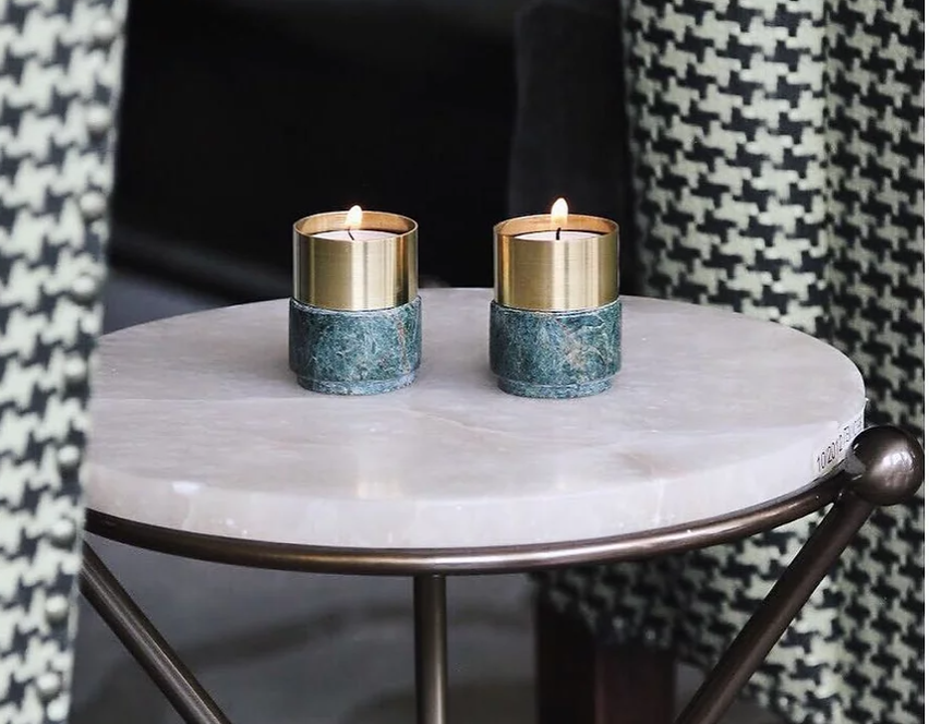 Marble Brass Candle Holders
